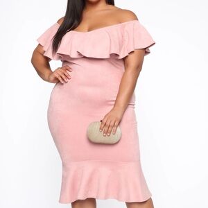 Fashion Nova Stretch Aliana Suede Dress - Dusty Plus Size 3X - Wedding Party